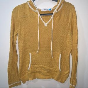 Anthropologie Sparrow Elvra Hoodie Mustard Cream Knit Sweater M